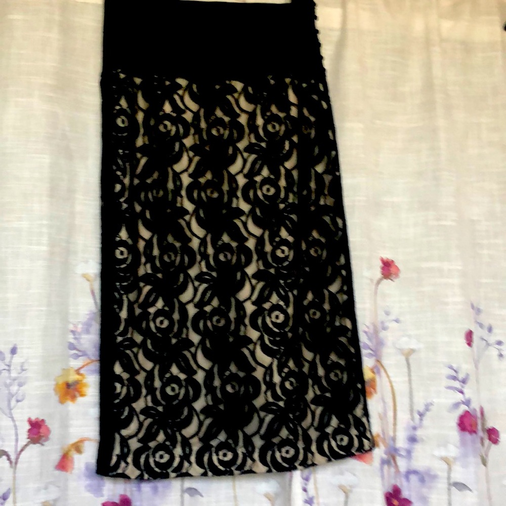 Black and beige lace skirt